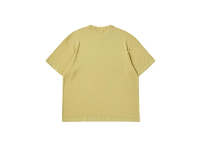 Beyond Closet Beyond Closet [Collection Line] Vintage Detail Washed Waffle Cotton Damage 1/2 T-Shirt Mustard - view 2