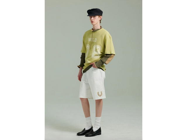 Beyond Closet Beyond Closet [Collection Line] Vintage Detail Washed Waffle Cotton Damage 1/2 T-Shirt Mustard - view 3