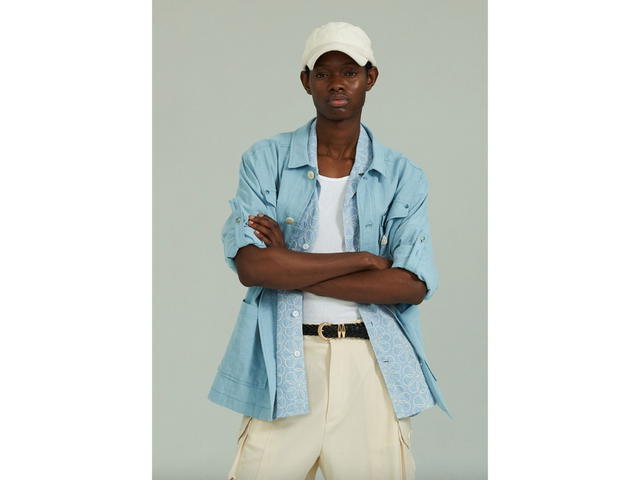 Beyond Closet Beyond Closet N Archive Hand Made Western Detail Linen Jacket Sky Blue - view 4
