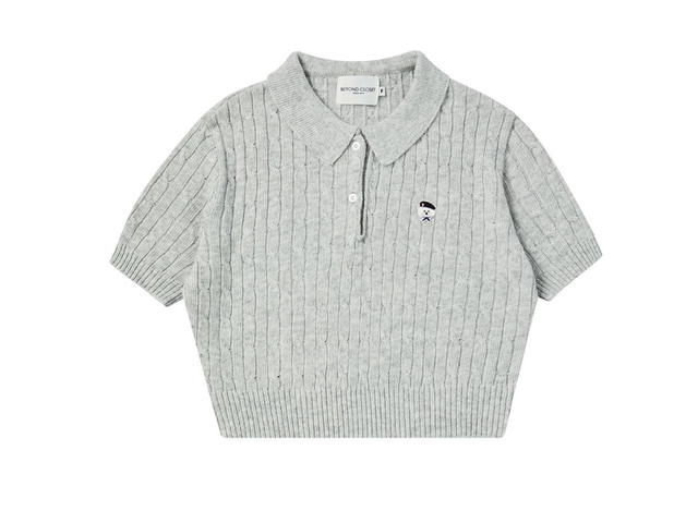 Beyond Closet Beyond Closet [Women'S Edition] New Parisian Bamboo Cable Crop Collar Knit Gray - view 1