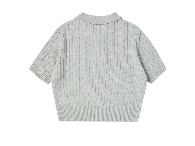 Beyond Closet Beyond Closet [Women'S Edition] New Parisian Bamboo Cable Crop Collar Knit Gray - view 2