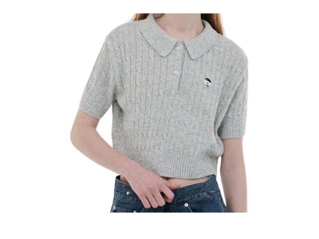 Beyond Closet Beyond Closet [Women'S Edition] New Parisian Bamboo Cable Crop Collar Knit Gray - view 4