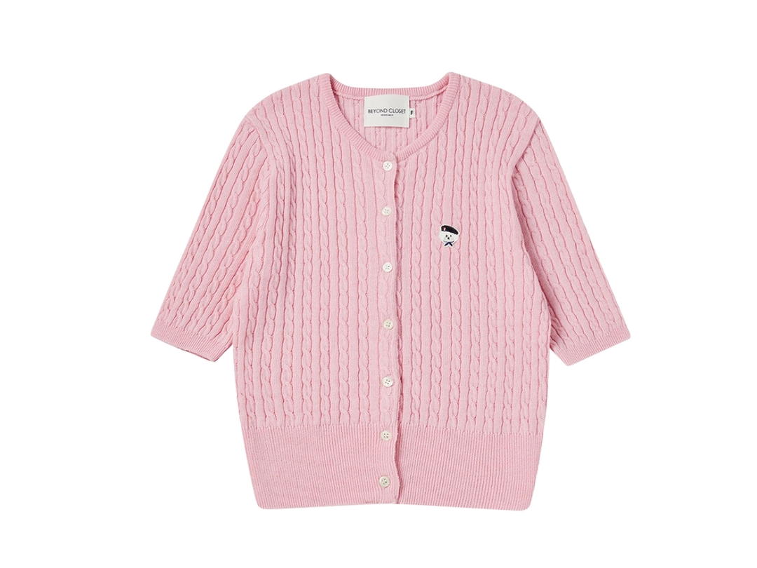 Beyond Closet Beyond Closet [Women'S Edition] New Parisien Italy Cotton Classic Cable Knit Pink