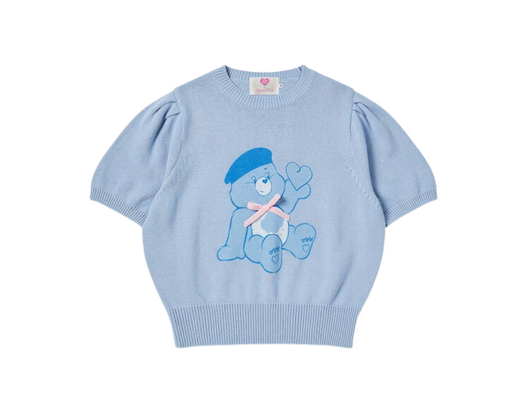 Beyond Closet Beyond Closet [Women'S Edition] Nomantic Care Bears Ribbon 1/2 Cotton Knit Sky Blue