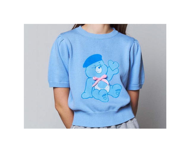 Beyond Closet Beyond Closet [Women'S Edition] Nomantic Care Bears Ribbon 1/2 Cotton Knit Sky Blue - view 4