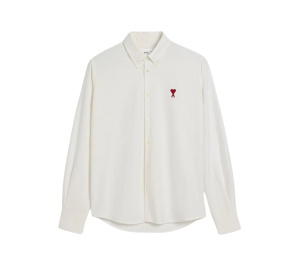 Buy Ami Paris AMI de Coeur Cotton Oxford Button Down Shirt Natural White at Sasom – Authentic and Ready to Ship