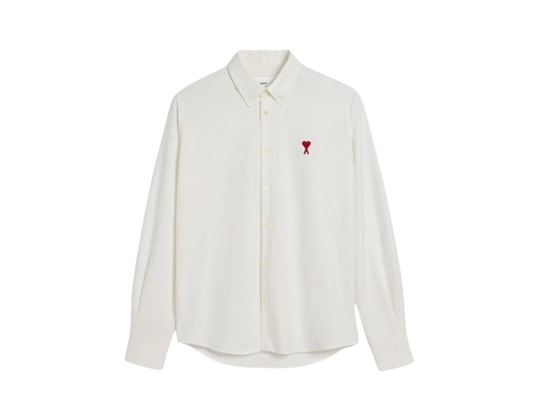 Ami Paris Ami Paris AMI de Coeur Cotton Oxford Button Down Shirt Natural White