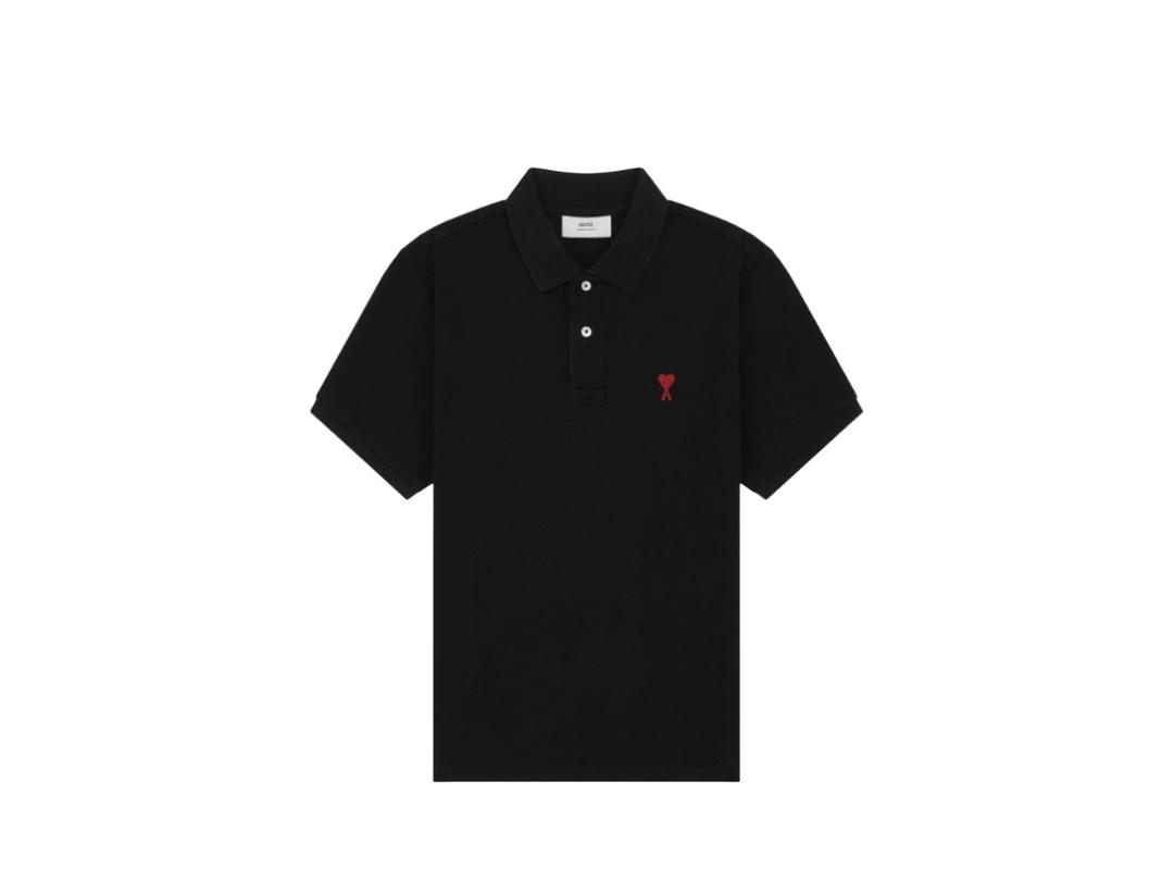 Ami Paris AMI de Coeur Polo Shirt Black Noir