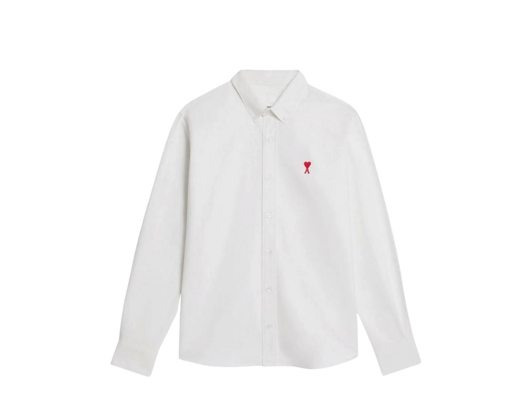Ami Paris Ami Paris AMI de Coeur Oxford Button Down Shirt Natural White
