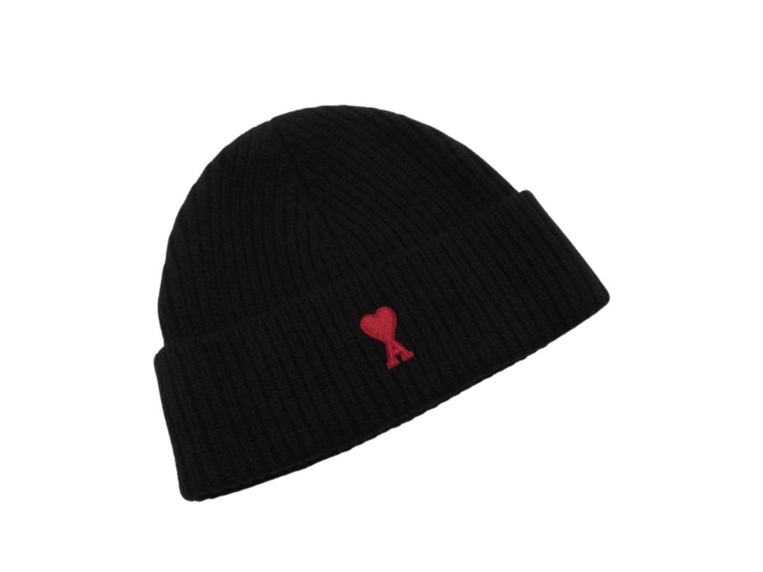 Ami Paris Ami Paris Knit Beanie Black Red