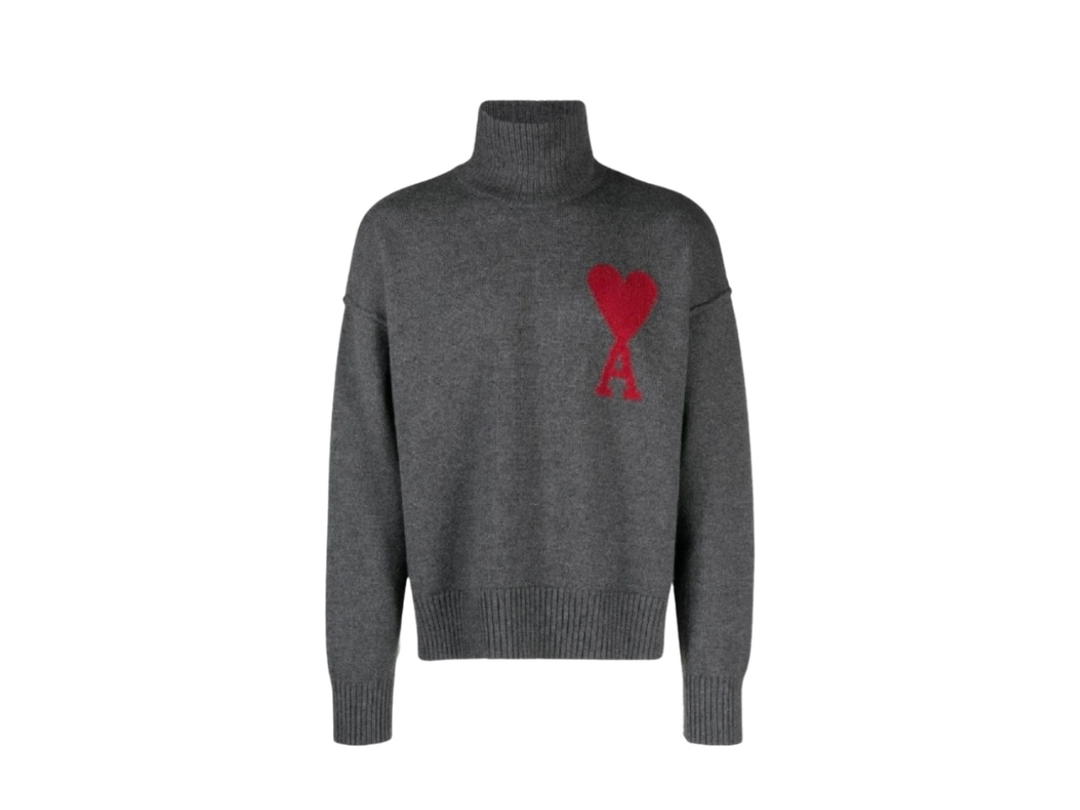 Ami Paris Ami Paris AMI de Coeur Sweater Grey Red