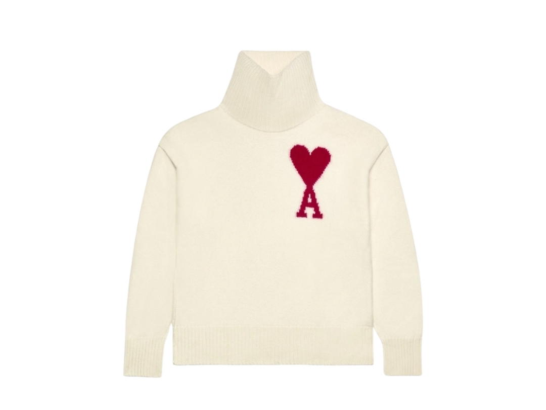 Ami Paris Ami Paris AMI de Coeur Sweater Off White Red