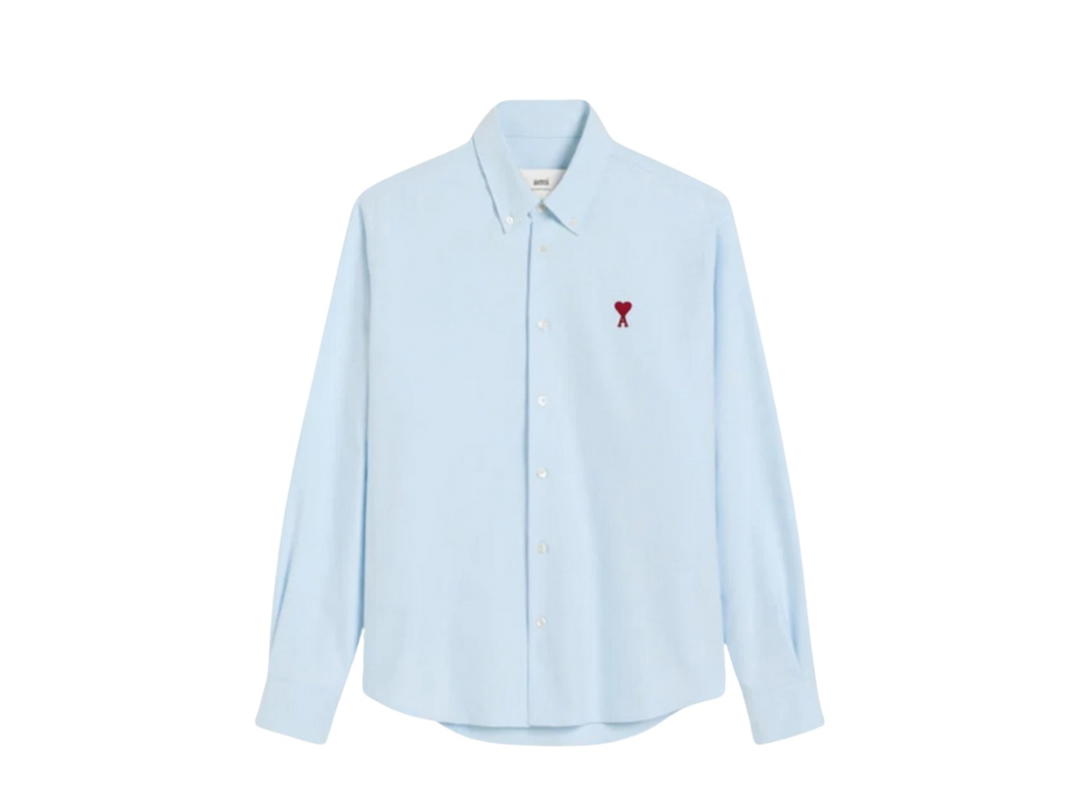 Ami Paris Ami Paris Ami De Coeur Cotton Oxford Button Down Shirt Sky Blue