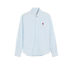 Buy Ami Paris Ami De Coeur Button Down Stripped Cotton Oxford Shirt Sky Blue at Sasom – Authentic and Ready to Ship