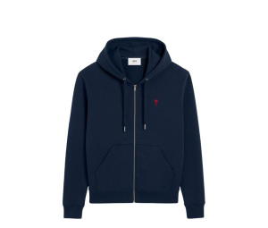 Buy Ami Paris De Coeur Zipped Hoodie Night Blue at Sasom – Authentic and Ready to Ship