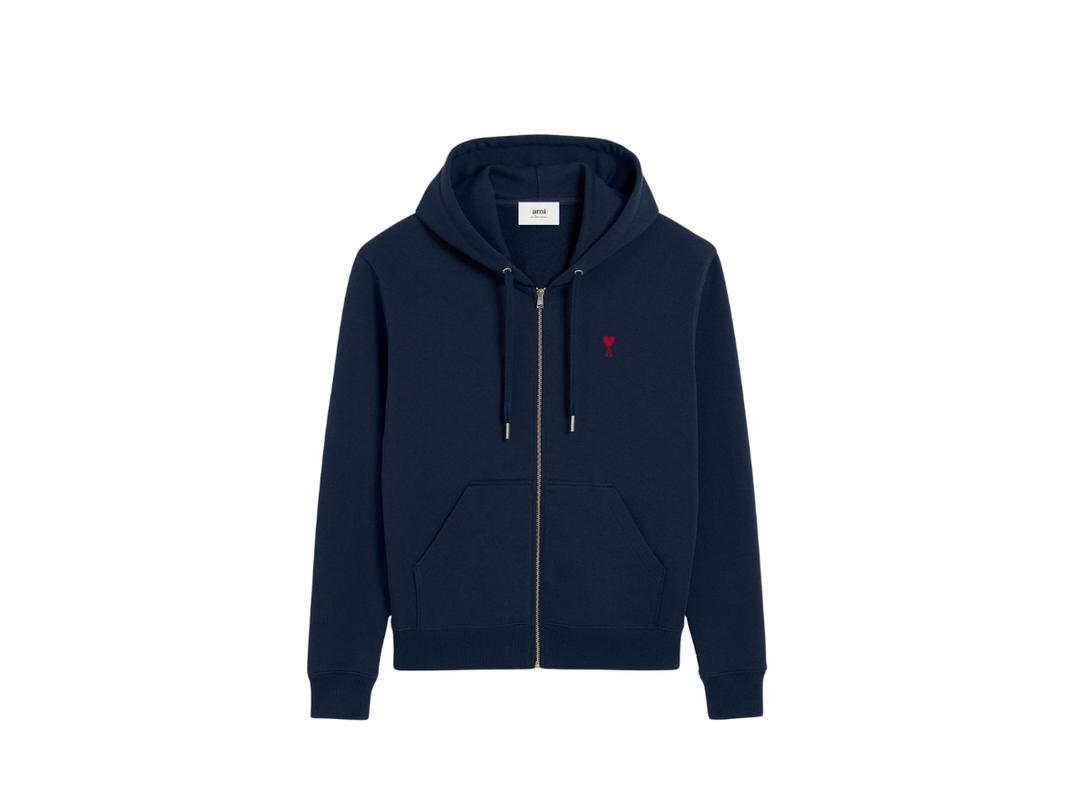 Ami Paris Ami Paris De Coeur Zipped Hoodie Night Blue