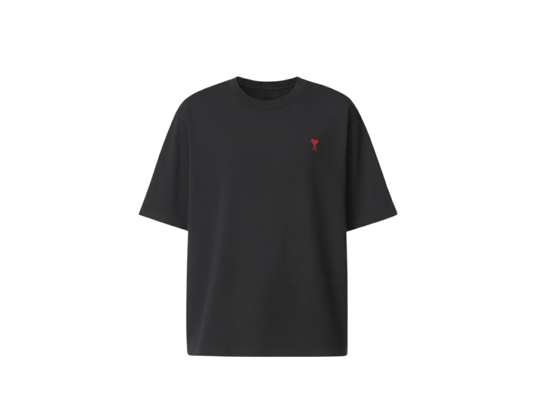Ami Paris Ami Paris Logo Embroidered T-Shirt Black