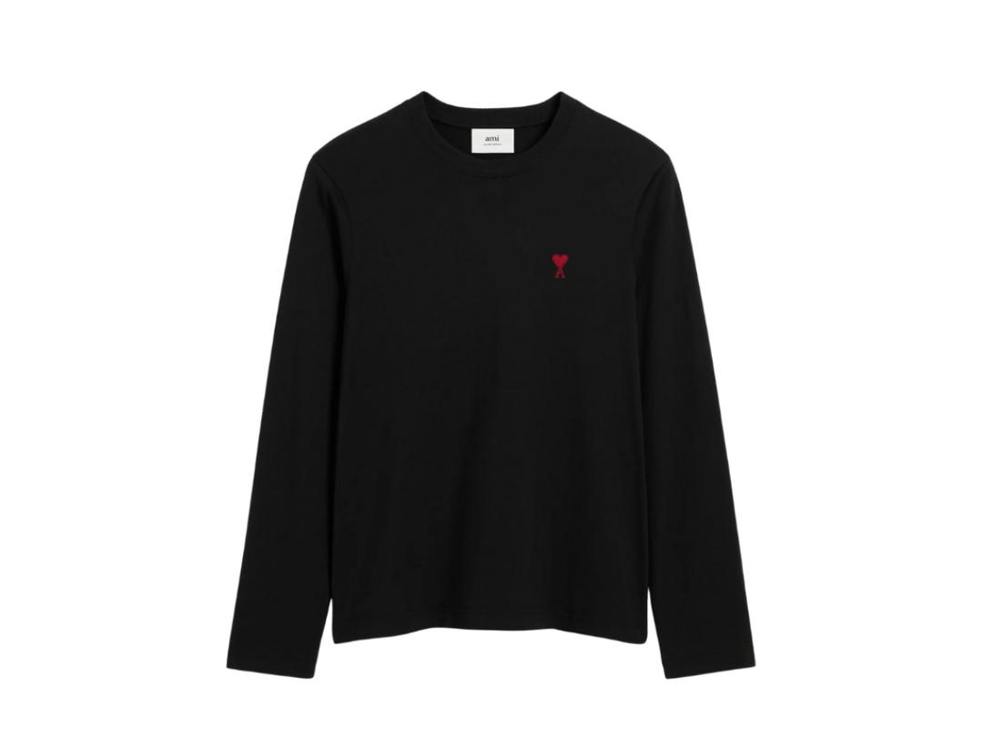 Ami Paris Ami Paris Longsleeves Ami De Coeur T-Shirt In Organic Cotton Jersey. Black