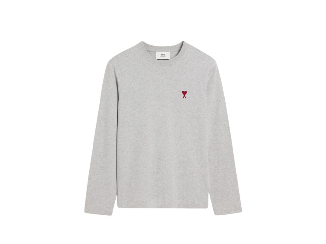 Ami Paris Ami Paris De Coeur Long Sleeves T-Shirt Heather Ash Grey