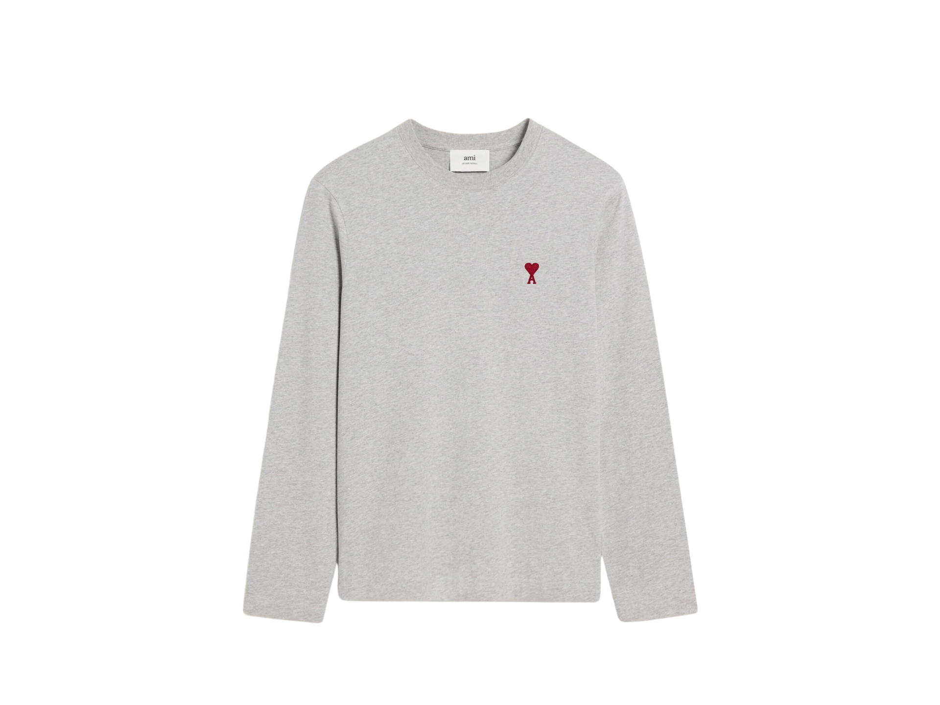 Ami Paris Ami Paris De Coeur Long Sleeves T-Shirt Heather Ash Grey