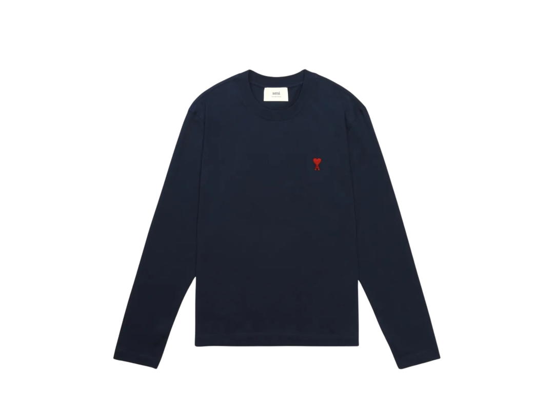 Ami Paris Ami Paris Red Heart Logo T-Shirt Night Blue