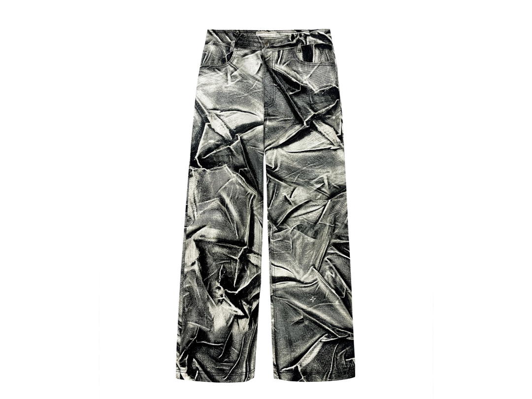 BLR BLR Crumpled Denim Print Jeans Grey