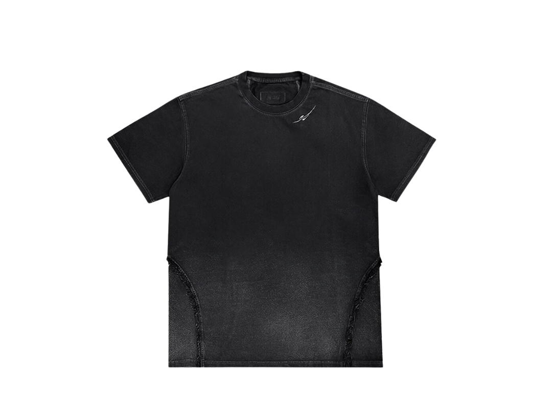 BLR BLR Destroyed Gradation Bleached Short Sleeve Black