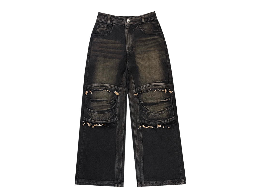 BLR BLR Knee Point Washed Denim Pants Brown
