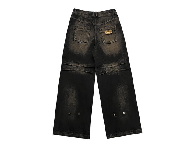 BLR BLR Knee Point Washed Denim Pants Brown - view 2