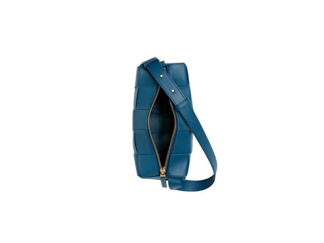 Bottega Veneta Bottega Venet Small Brick Cassette In Soft Lambskin Leather With Gold Finish Hardware Deep Pacific - view 3