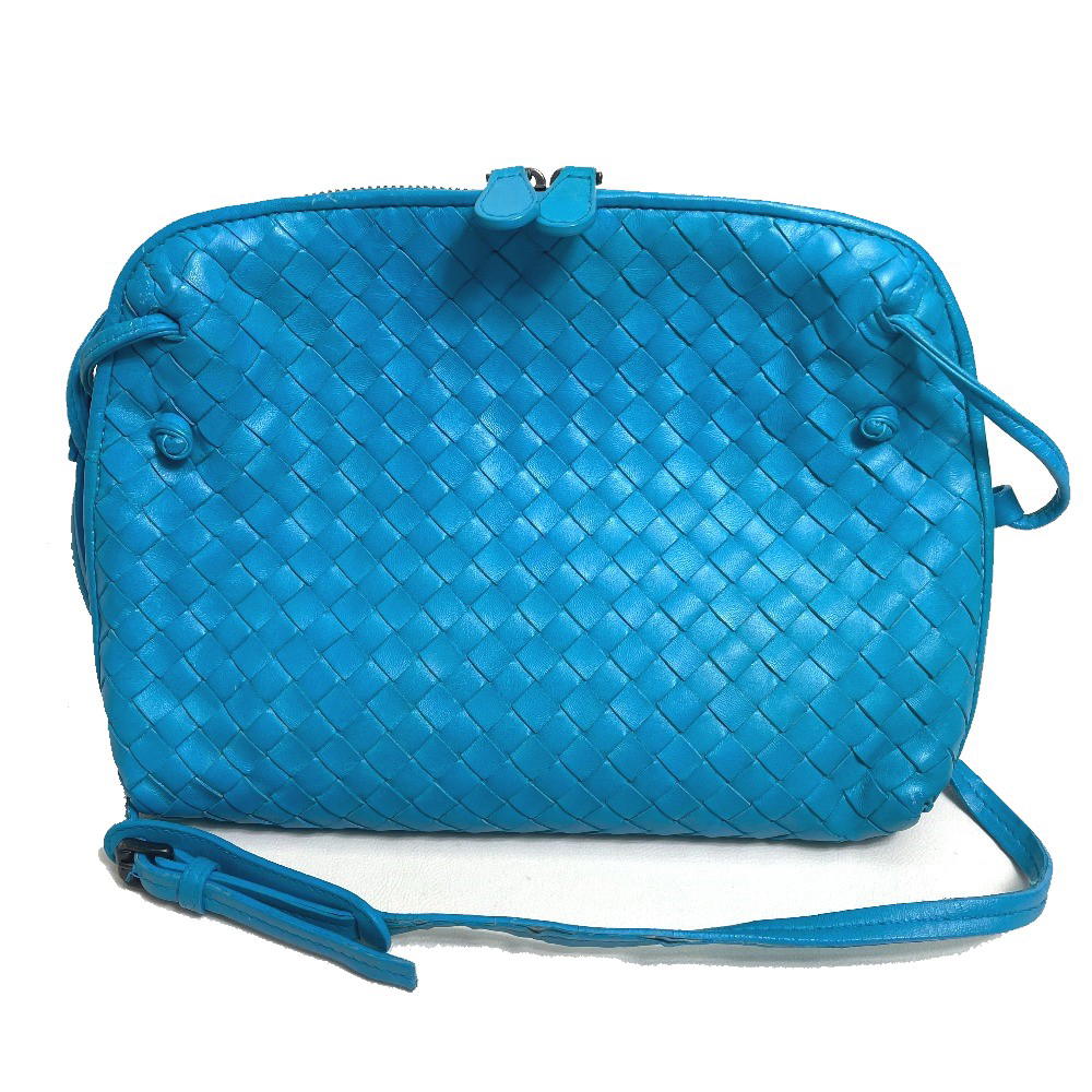 Bottega Veneta BOTTEGA VENETA 245354 Intrecciato Nodini Pochette Shoulder Bag Lamb Leather blue
