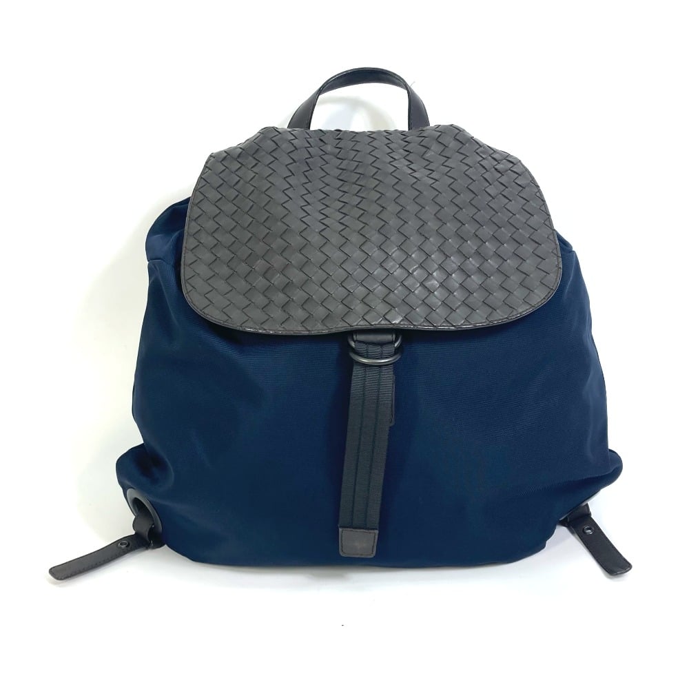 Bottega Veneta BOTTEGA VENETA 409595 Intrecciato Backpack Nylon / Leather Navy x Brown