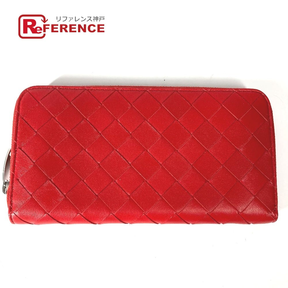 Bottega Veneta BOTTEGA VENETA 593217 Long wallet Intrecciato Zip Around Long Wallet Leather Red