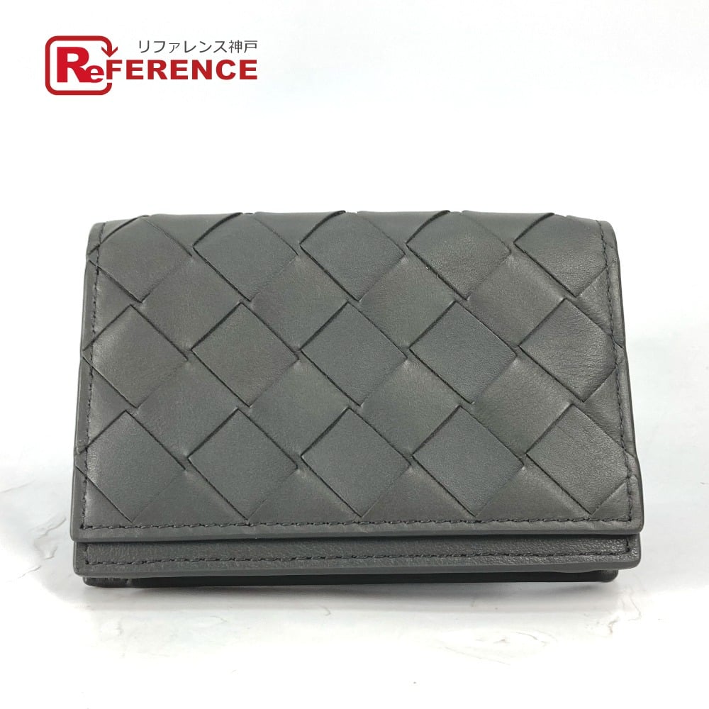 Bottega Veneta BOTTEGA VENETA 605720 Bifold Intrecciato Card Case Leather gray