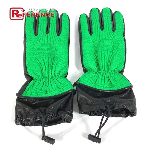 Buy BOTTEGA VENETA 709335 Bicolor Glove gloves Leather / Nylon Green/Black Unused at Sasom – Authentic and Ready to Ship