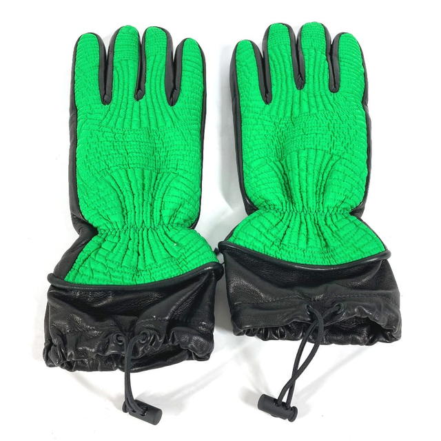 Bottega Veneta BOTTEGA VENETA 709335 Bicolor Glove gloves Leather / Nylon Green/Black Unused - view 2