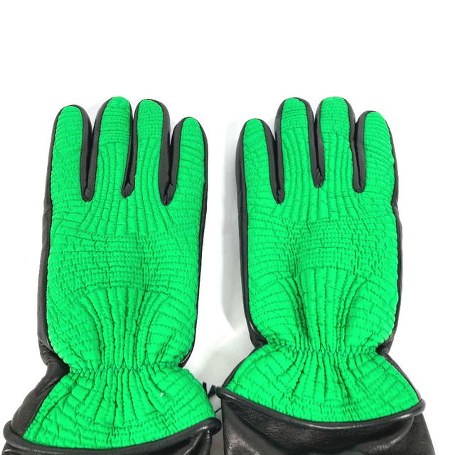 Bottega Veneta BOTTEGA VENETA 709335 Bicolor Glove gloves Leather / Nylon Green/Black Unused - view 3
