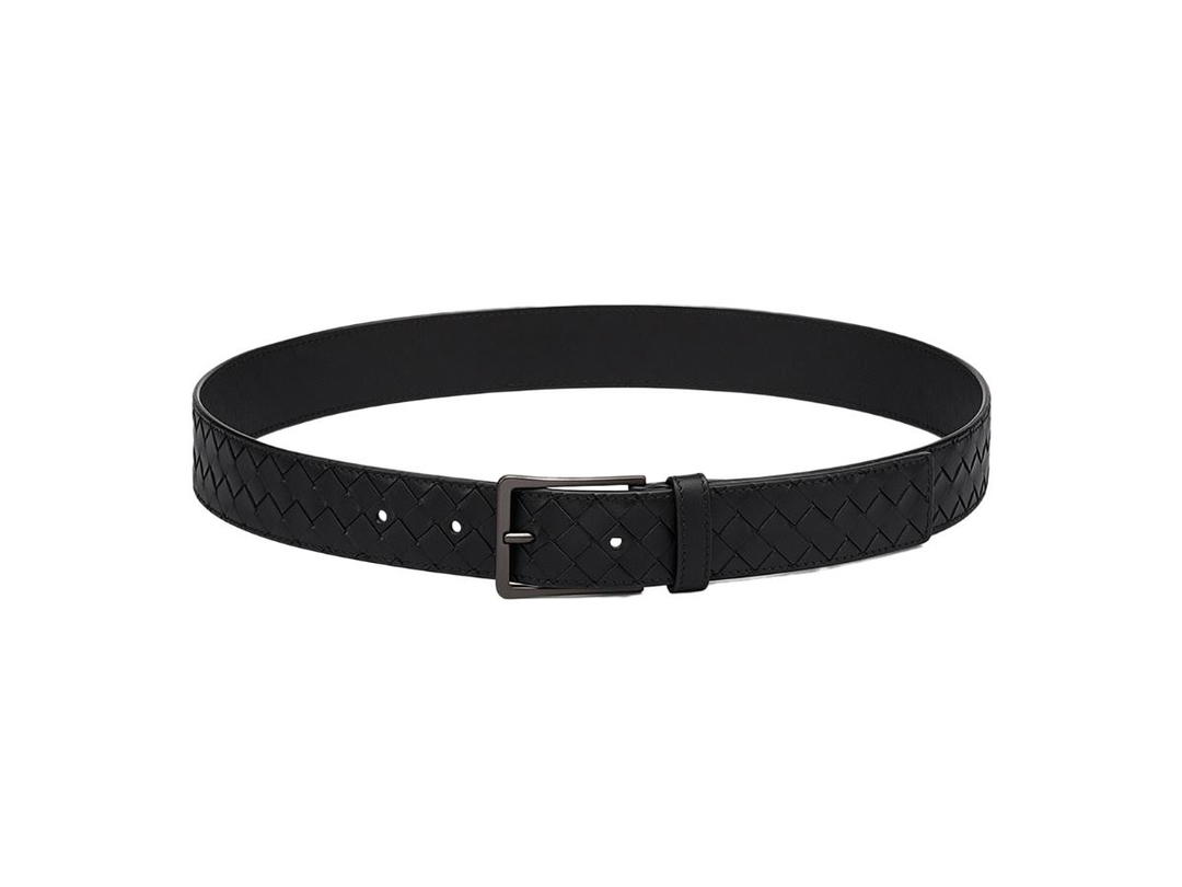 Bottega Veneta Bottega Veneta Belt 35 MM In Calfskin Leather With Brunito-finish Buckle Black