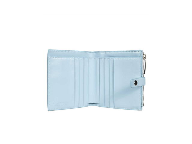 Bottega Veneta Bottega Veneta Bi-Fold Wallet In Lambskin Leather With Palladium Hardware Pale Blue - view 2
