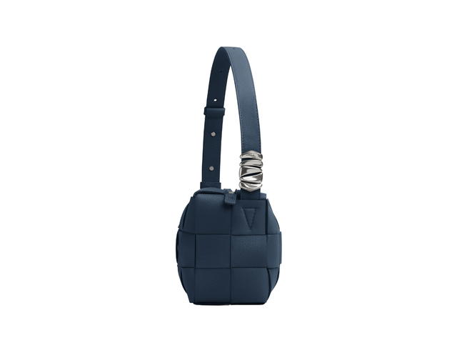 Bottega Veneta Bottega Veneta Brick Cassette In Calfskin With Silver Finish Hardware Deep Blue - view 2