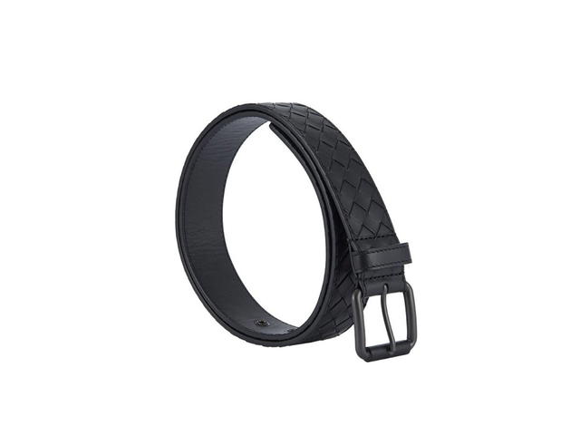 Bottega Veneta Bottega Veneta BV men's black leather woven pin buckle belt - view 2