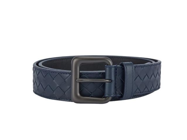 Bottega Veneta Bottega Veneta BV Men's Dark Blue Leather Knitted Pin Buckle Belt - view 2