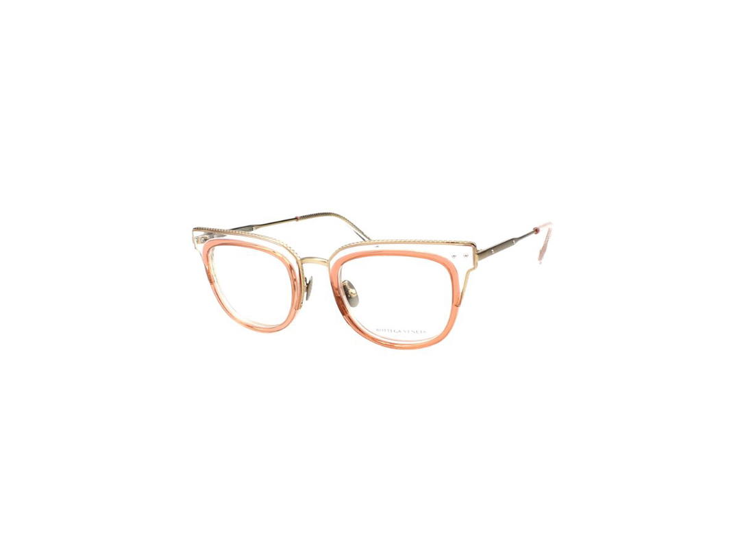 Bottega Veneta Bottega Veneta BV0124O Glasses In Pink-Gold Stainless Steel Frame With Demo Lens
