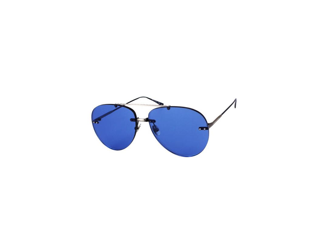 Bottega Veneta Bottega Veneta BV0179S Sunglasses In Black Metal Frame With Blue Lens