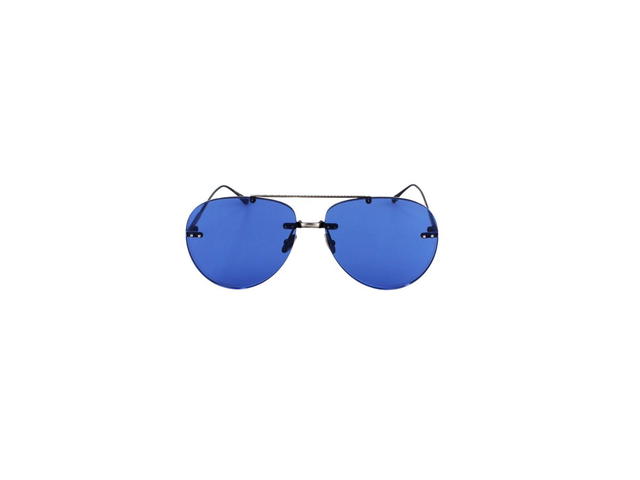 Bottega Veneta Bottega Veneta BV0179S Sunglasses In Black Metal Frame With Blue Lens - view 2