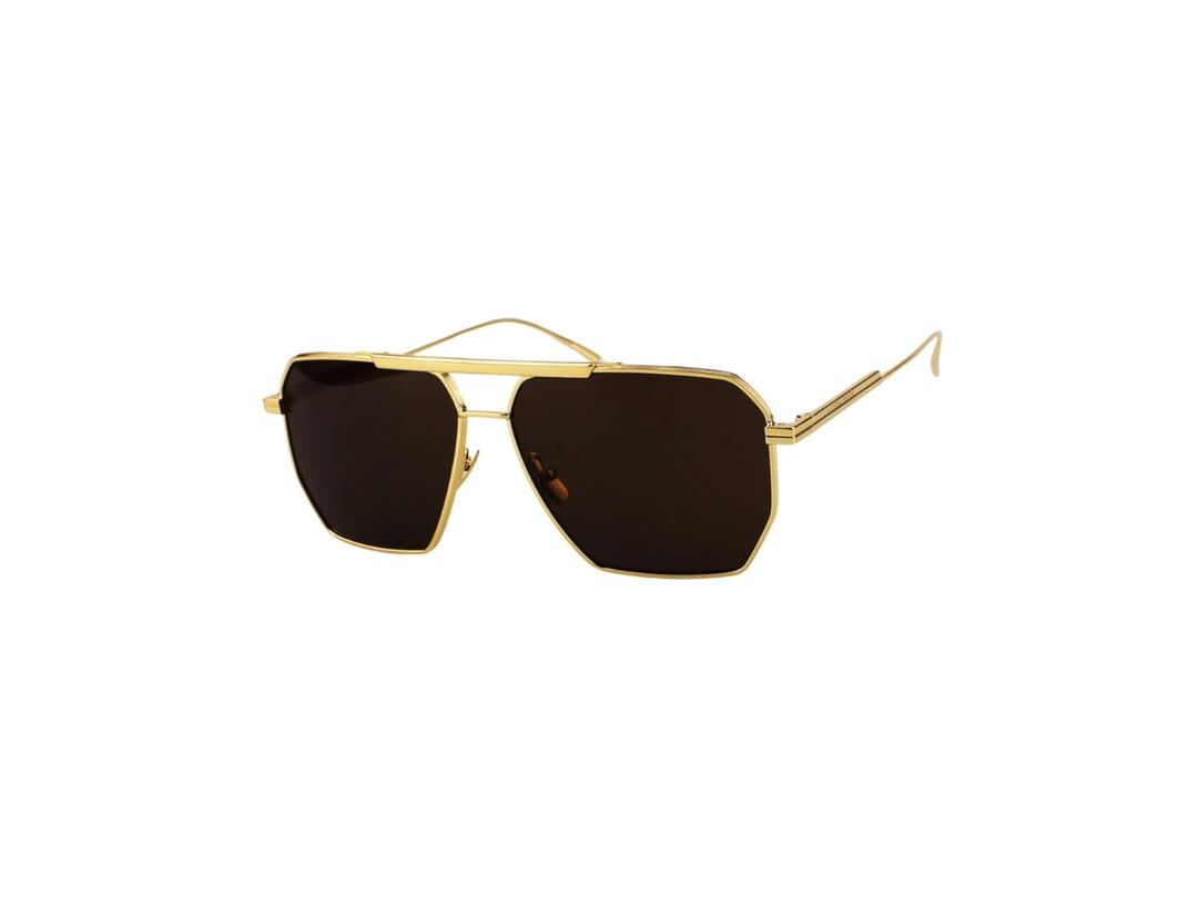 Bottega Veneta Bottega Veneta BV1012S Sunglasses In Gold Metal Frame With Brown Lens