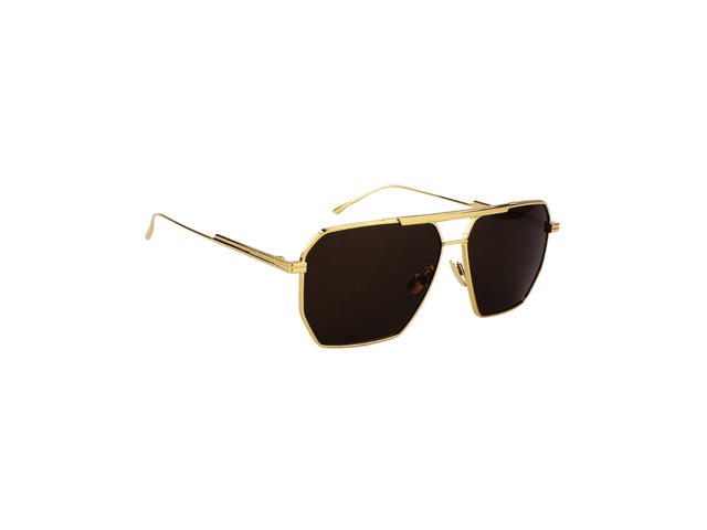 Bottega Veneta Bottega Veneta BV1012S Sunglasses In Gold Metal Frame With Brown Lens - view 3