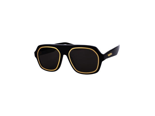 Bottega Veneta Bottega Veneta BV1217S Rim Aviator Sunglasses In Plastic Frame With Grey Lenses Black - view 1
