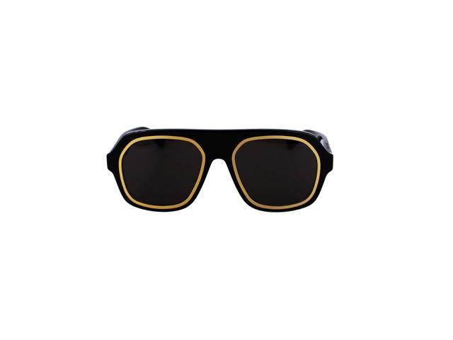 Bottega Veneta Bottega Veneta BV1217S Rim Aviator Sunglasses In Plastic Frame With Grey Lenses Black - view 2