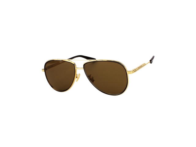 Bottega Veneta Bottega Veneta BV1240S Sunglasses In Gold Metal With Brown Lens - view 1